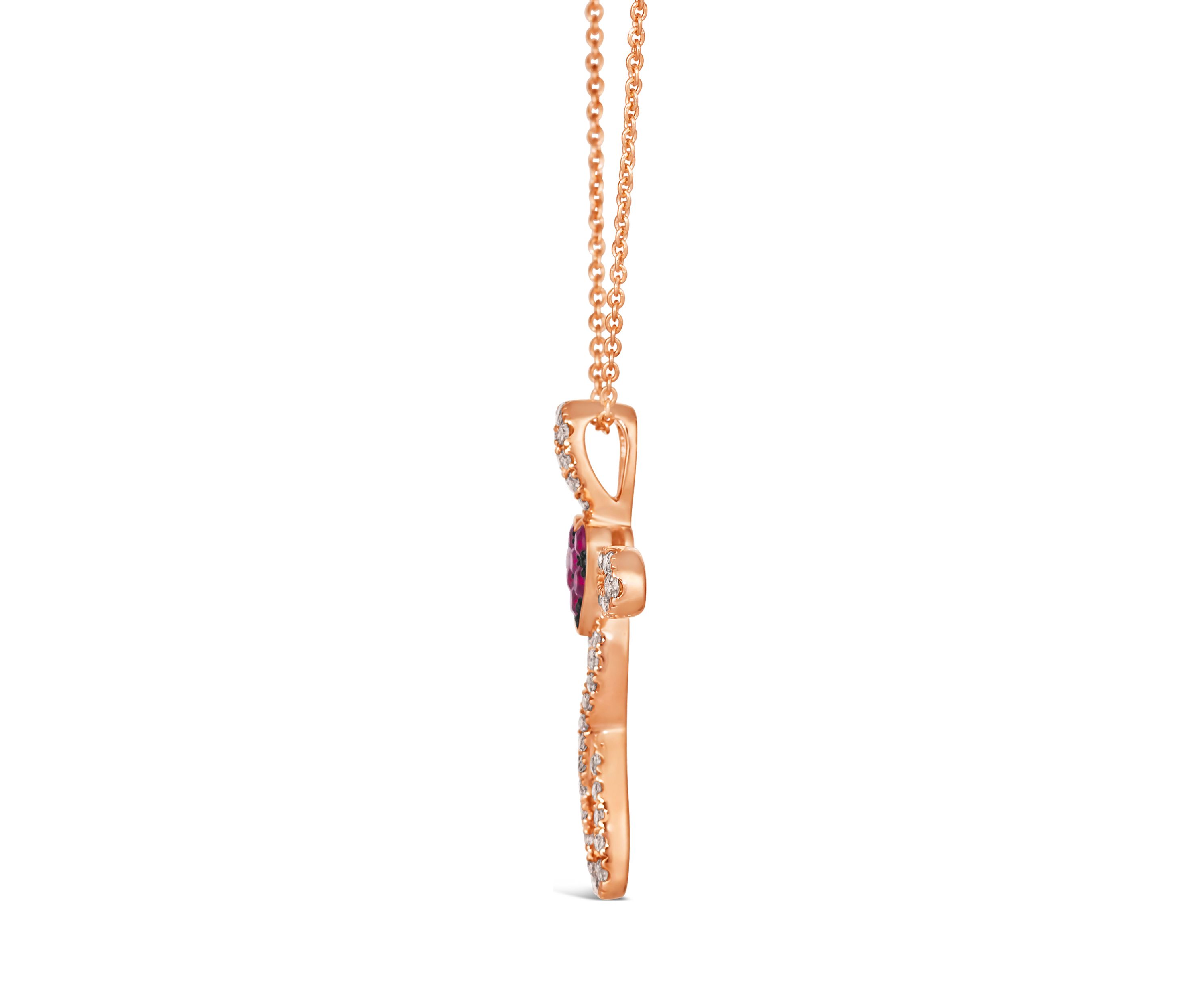 1/6 ct. t.w. Passion Ruby™, 1/3 ct. t.w. Nude Diamonds™ Cross Pendant Necklace in 14K Strawberry Gold®