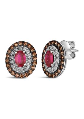 Le Vian Earrings featuring 7/8 ct. t.w. Passion Rubyâ¢, 5/8 ct. t.w. Chocolate Diamonds, 1/3 ct. t.w. Nude Diamondsâ¢ set in 14K Vanilla Gold -  5400455WJRO30