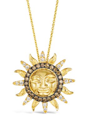 Sun Pendant Necklace featuring 1/3 ct. t.w. Chocolate Diamonds®, 1/6 ct. t.w. Nude Diamonds™ set in 14K Honey Gold™