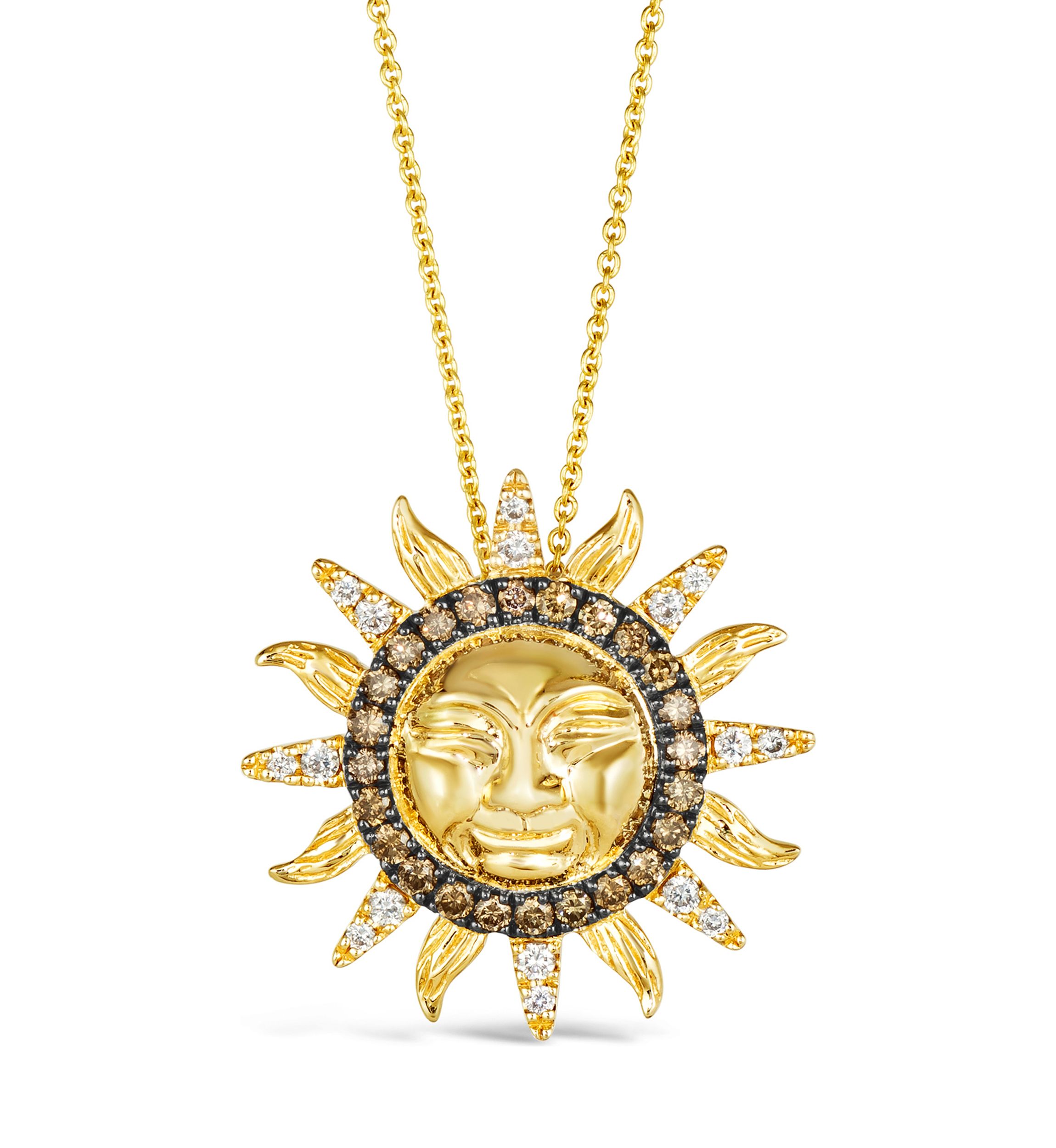  Sun Pendant Necklace featuring 1/3 ct. t.w. Chocolate Diamonds®, 1/6 ct. t.w. Nude Diamonds™ set in 14K Honey Gold™