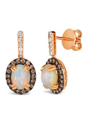  Earrings featuring 1.5 ct. t.w. Neopolitan Opal™, 1/10 ct. t.w. Nude Diamonds™, 1/2 ct. t.w. Chocolate Diamonds® set in 14K Strawberry Gold®