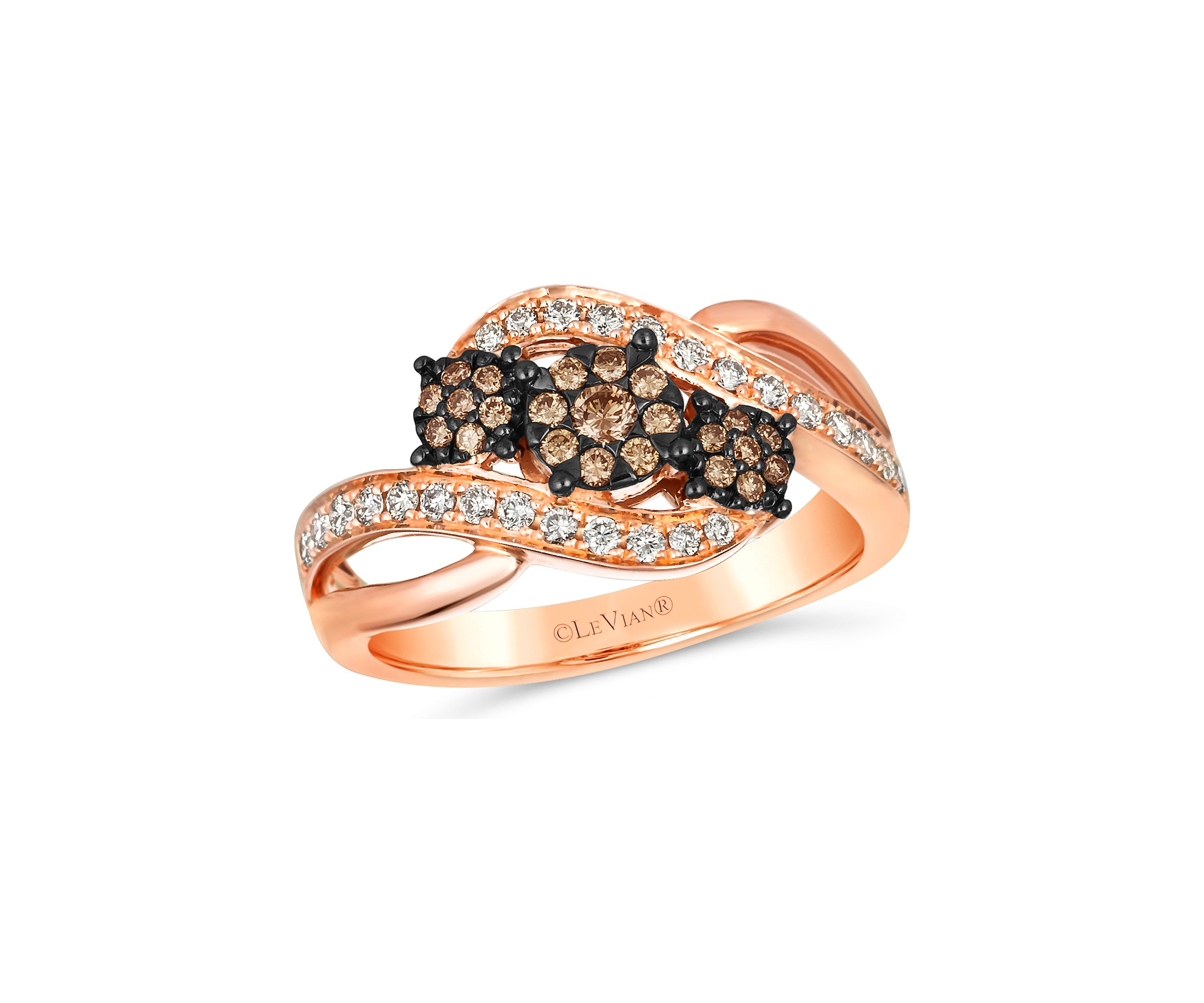  Ring featuring 1/5 ct. t.w. Chocolate Diamonds®, 1/4 ct. t.w. Nude Diamonds™ set in 14K Strawberry Gold®
