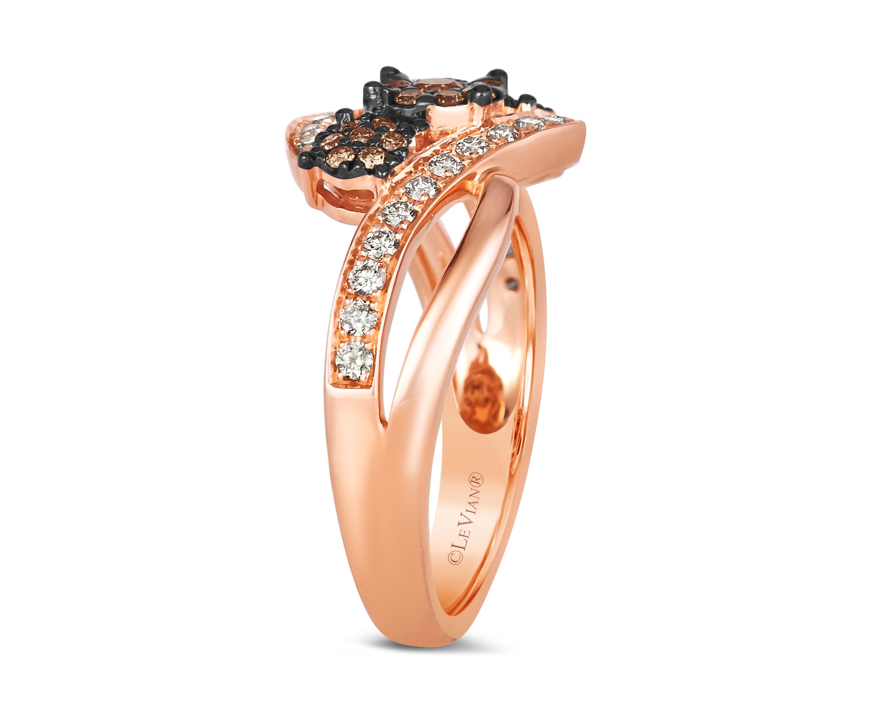 Ring featuring 1/5 ct. t.w. Chocolate Diamonds®, 1/4 ct. t.w. Nude Diamonds™ set in 14K Strawberry Gold®