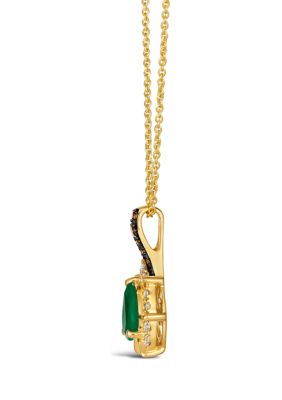 1/2 ct. t.w. Costa Smeralda Emeralds™, 1/20 ct. t.w. Chocolate Diamonds®, 1/6 ct. t.w. Nude Diamonds™ Pendant Necklace in 14K Honey Gold™