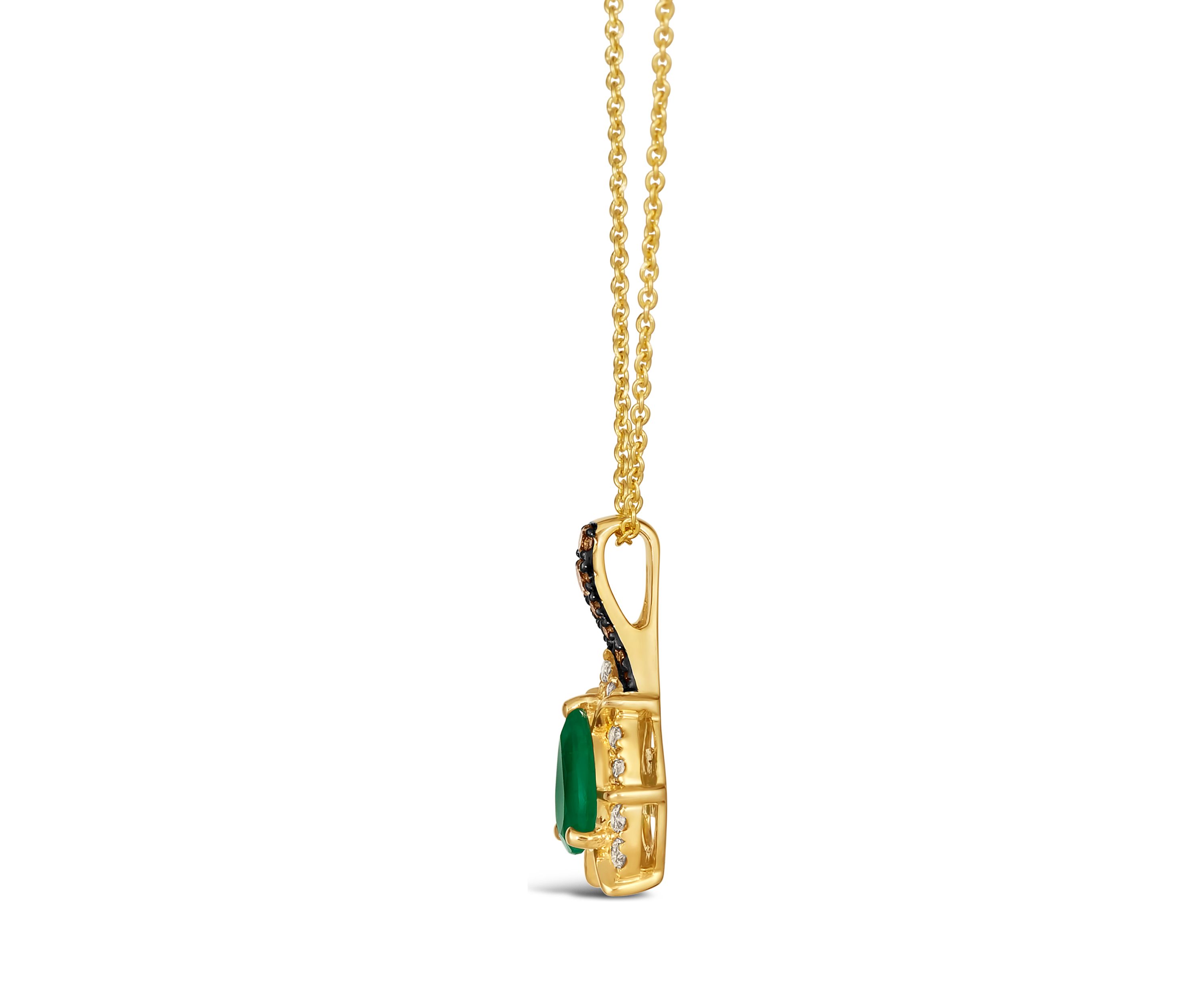1/2 ct. t.w. Costa Smeralda Emeralds™, 1/20 ct. t.w. Chocolate Diamonds®, 1/6 ct. t.w. Nude Diamonds™ Pendant Necklace in 14K Honey Gold™