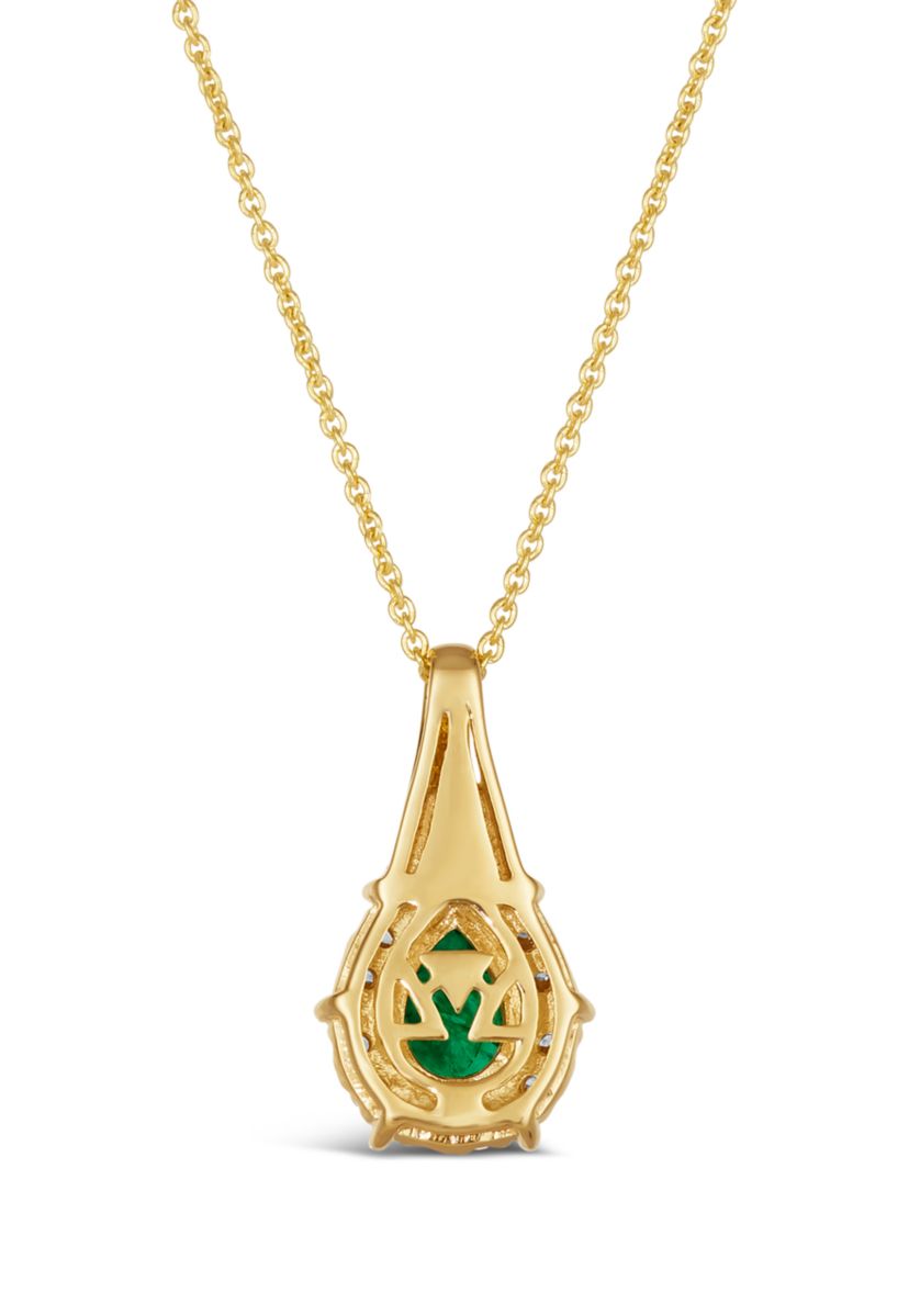 1/2 ct. t.w. Costa Smeralda Emeralds™, 1/20 ct. t.w. Chocolate Diamonds®, 1/6 ct. t.w. Nude Diamonds™ Pendant Necklace in 14K Honey Gold™