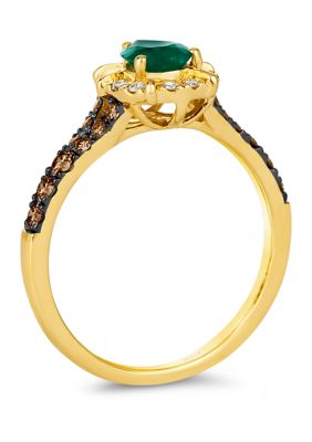 1/2 ct. t.w. Costa Smeralda Emeralds™, 1/3 ct. t.w. Chocolate Diamonds®, 1/10 ct. t.w. Nude Diamonds™ Ring in 14K Honey Gold™