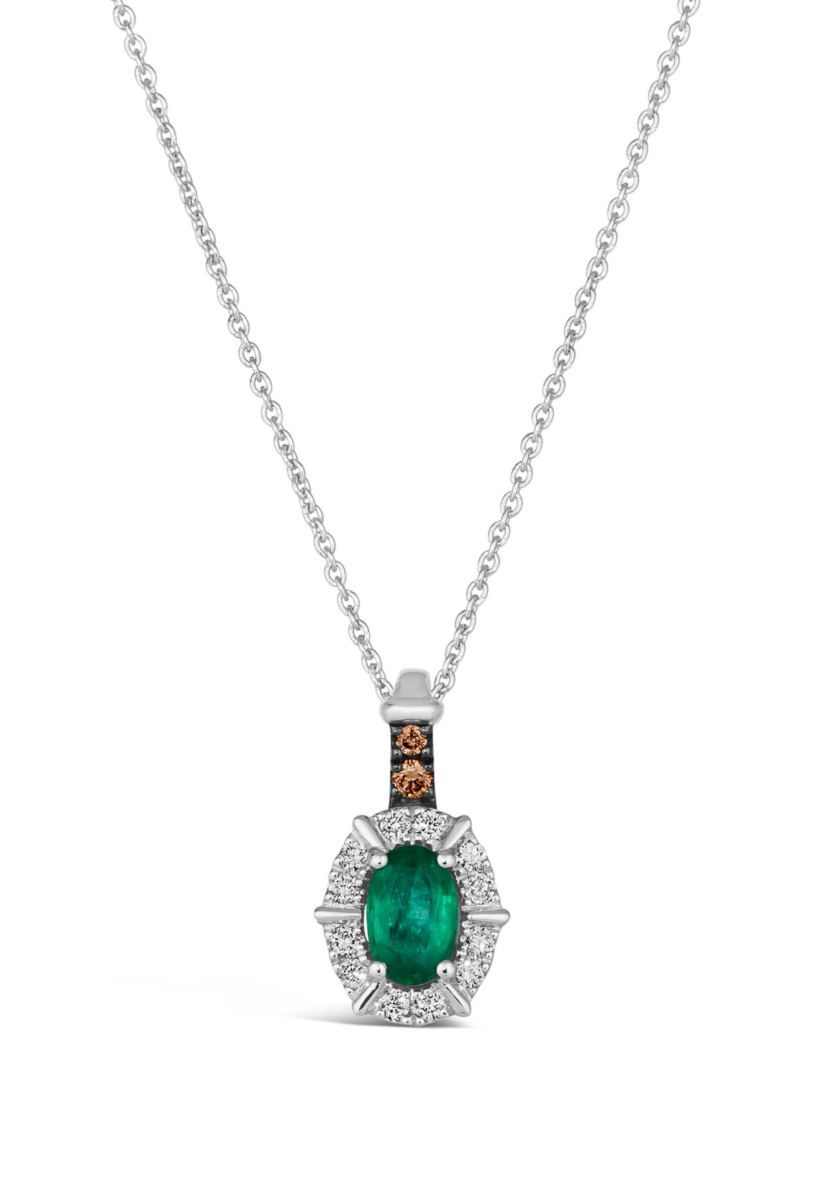 1/3 ct. t.w. Costa Smeralda Emeralds™, Chocolate Diamonds®, 1/10 ct. t.w. Nude Diamonds™ Pendant Necklace in 14K Vanilla Gold®