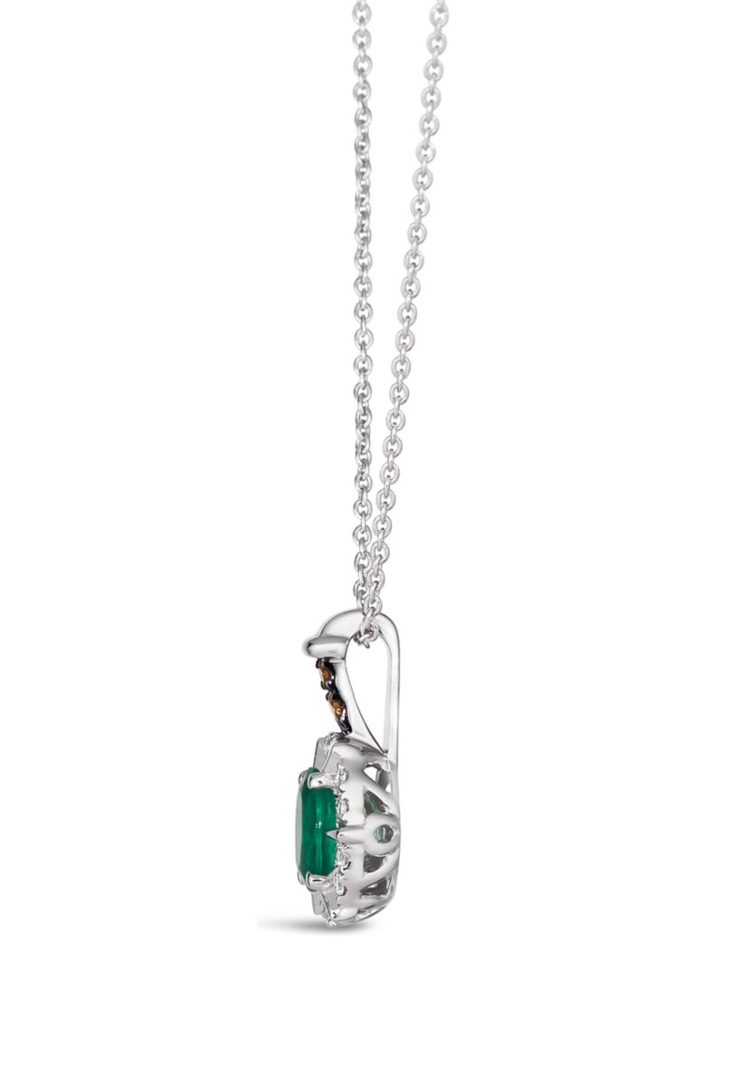 1/3 ct. t.w. Costa Smeralda Emeralds™, Chocolate Diamonds®, 1/10 ct. t.w. Nude Diamonds™ Pendant Necklace in 14K Vanilla Gold®