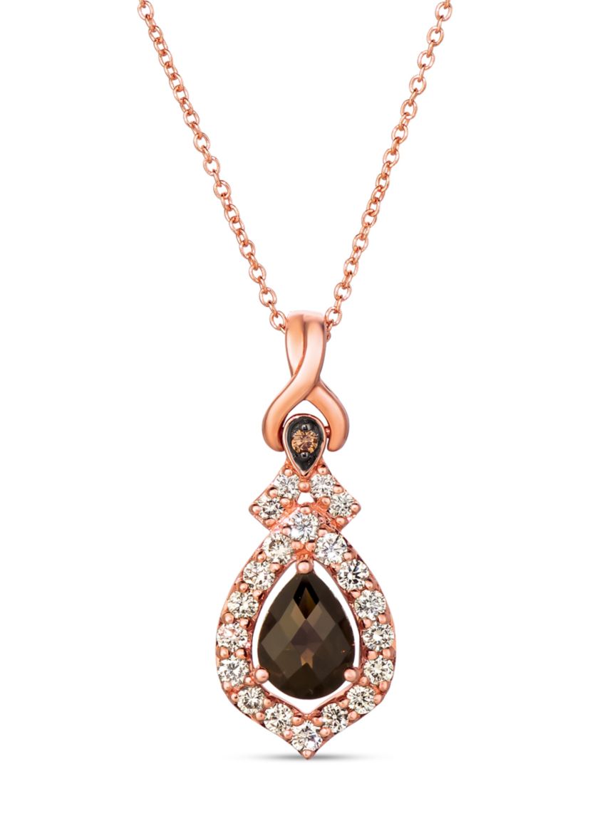  Pendant featuring 7/8 ct. t.w. Chocolate Quartz®, 1/2 ct. t.w. Nude Diamonds™, Chocolate Diamonds® set in 14K Strawberry Gold®