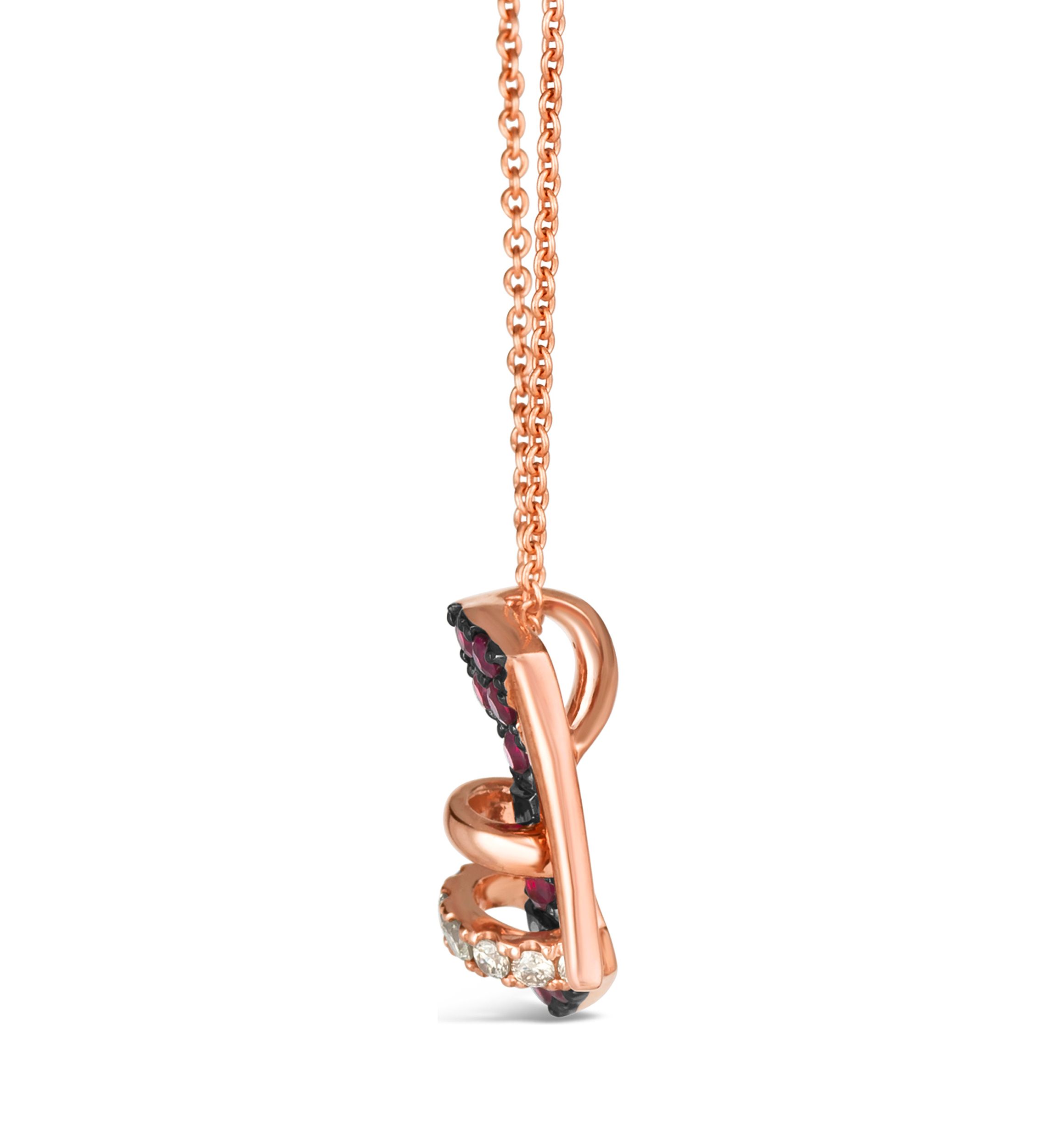 Stiletto Shoe Pendant Necklace featuring 1/5 ct. t.w. Passion Ruby™, 1/10 ct. t.w. Nude Diamonds™ set in 14K Strawberry Gold®