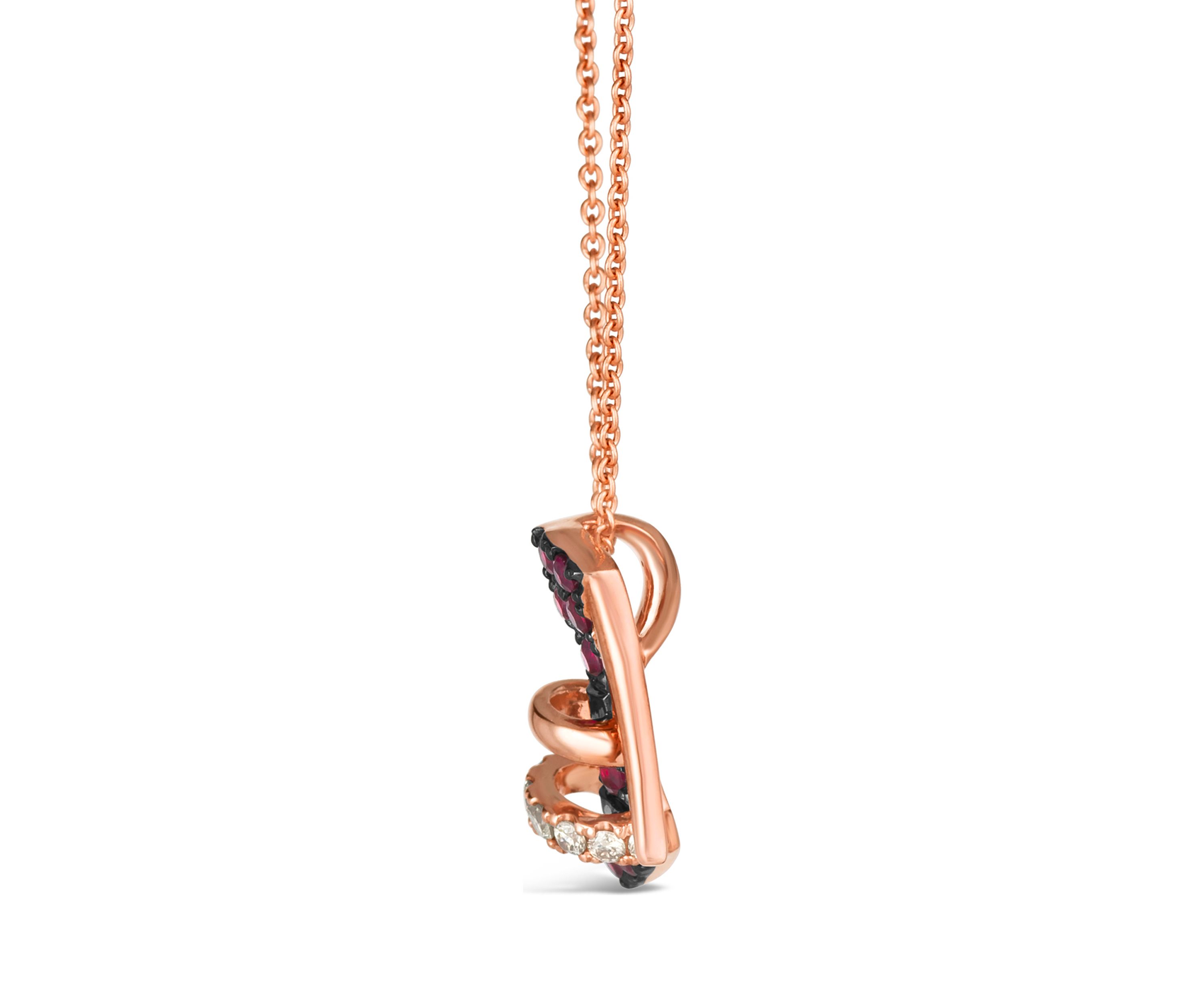 Stiletto Shoe Pendant Necklace featuring 1/5 ct. t.w. Passion Ruby™, 1/10 ct. t.w. Nude Diamonds™ set in 14K Strawberry Gold®