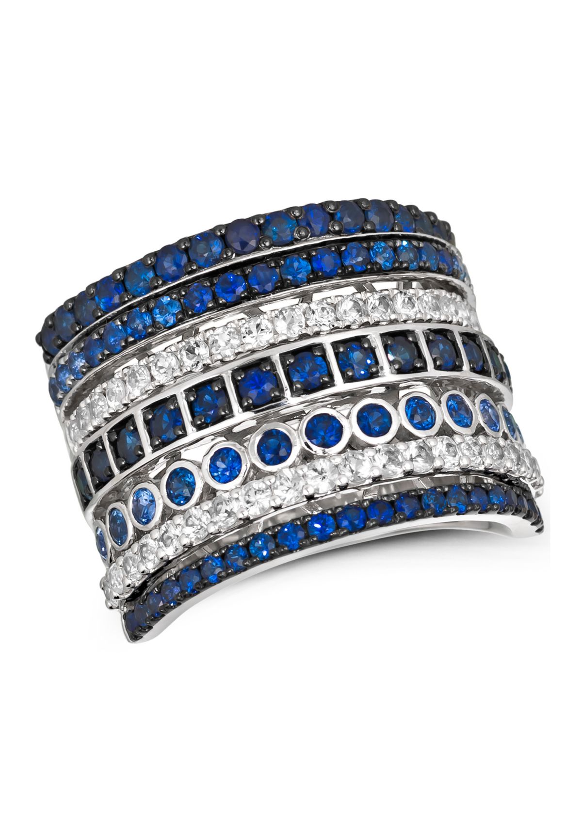 Ring featuring 1 ct. t.w. Blueberry Sapphire™, 3/4 ct. t.w. Denim Ombré®, 3/4 ct. t.w. White Sapphire, set in 14K Vanilla Gold®