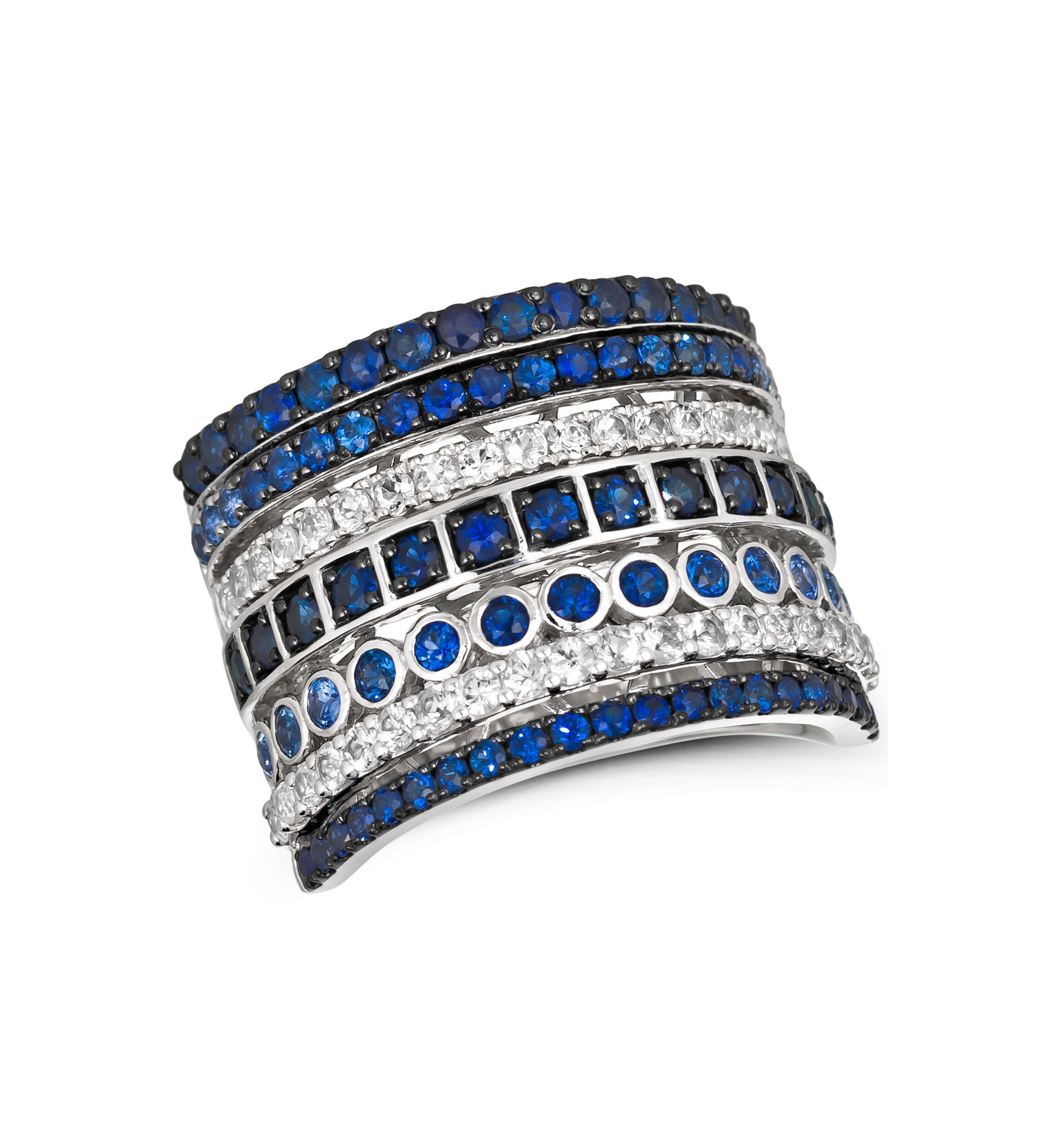 Ring featuring 1 ct. t.w. Blueberry Sapphire™, 3/4 ct. t.w. Denim Ombré®, 3/4 ct. t.w. White Sapphire, set in 14K Vanilla Gold®