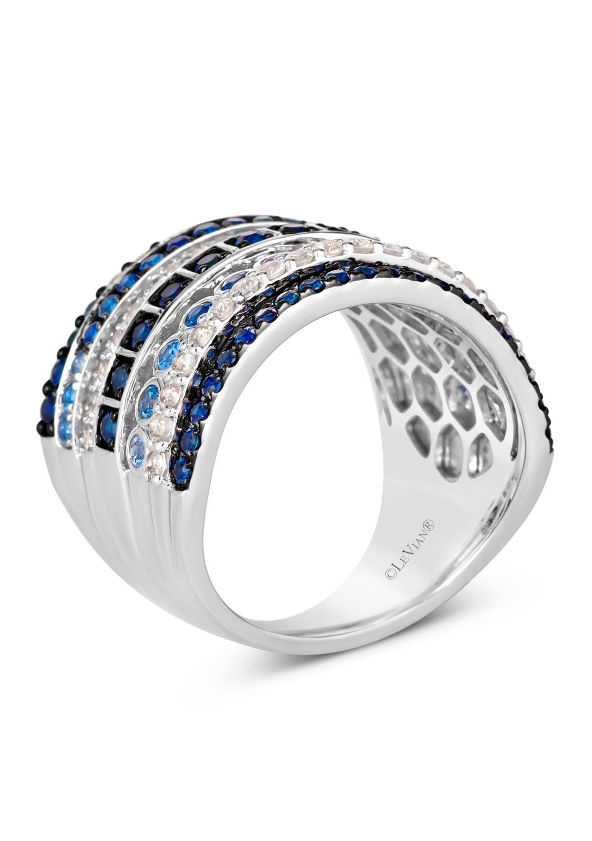 Ring featuring 1 ct. t.w. Blueberry Sapphire™, 3/4 ct. t.w. Denim Ombré®, 3/4 ct. t.w. White Sapphire, set in 14K Vanilla Gold®