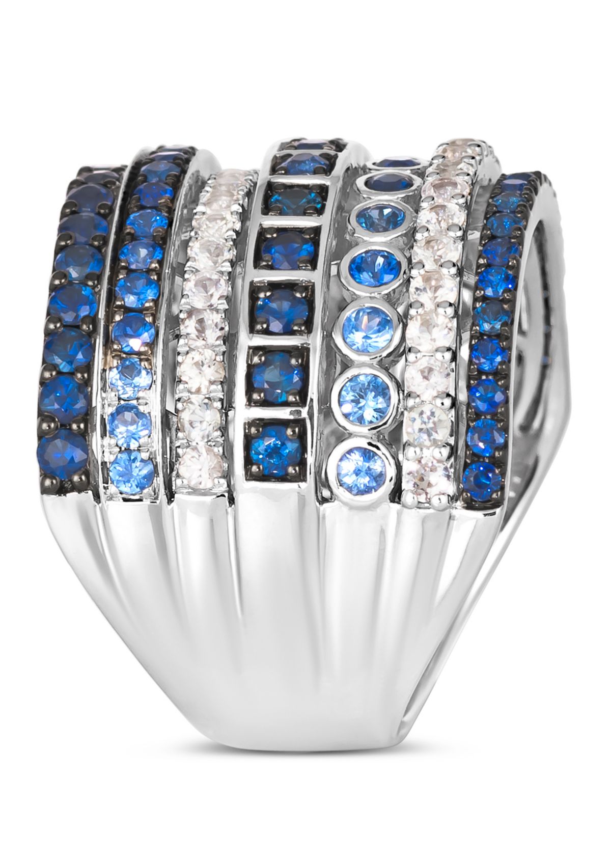 Ring featuring 1 ct. t.w. Blueberry Sapphire™, 3/4 ct. t.w. Denim Ombré®, 3/4 ct. t.w. White Sapphire, set in 14K Vanilla Gold®