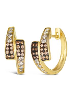 5/8 ct. t.w. Chocolate Ombré Diamonds®, 1/6 ct. t.w. Nude Diamonds™ Ombré Earrings in 14K Honey Gold™