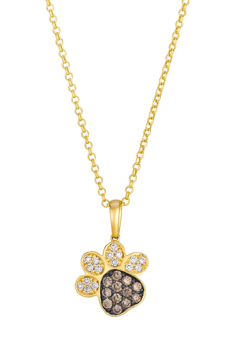 Dog Paw Pendant featuring 1/3 ct. t.w. Chocolate Diamonds®, 1/5 ct. t.w. Nude Diamonds™ set in 14K Honey Gold™