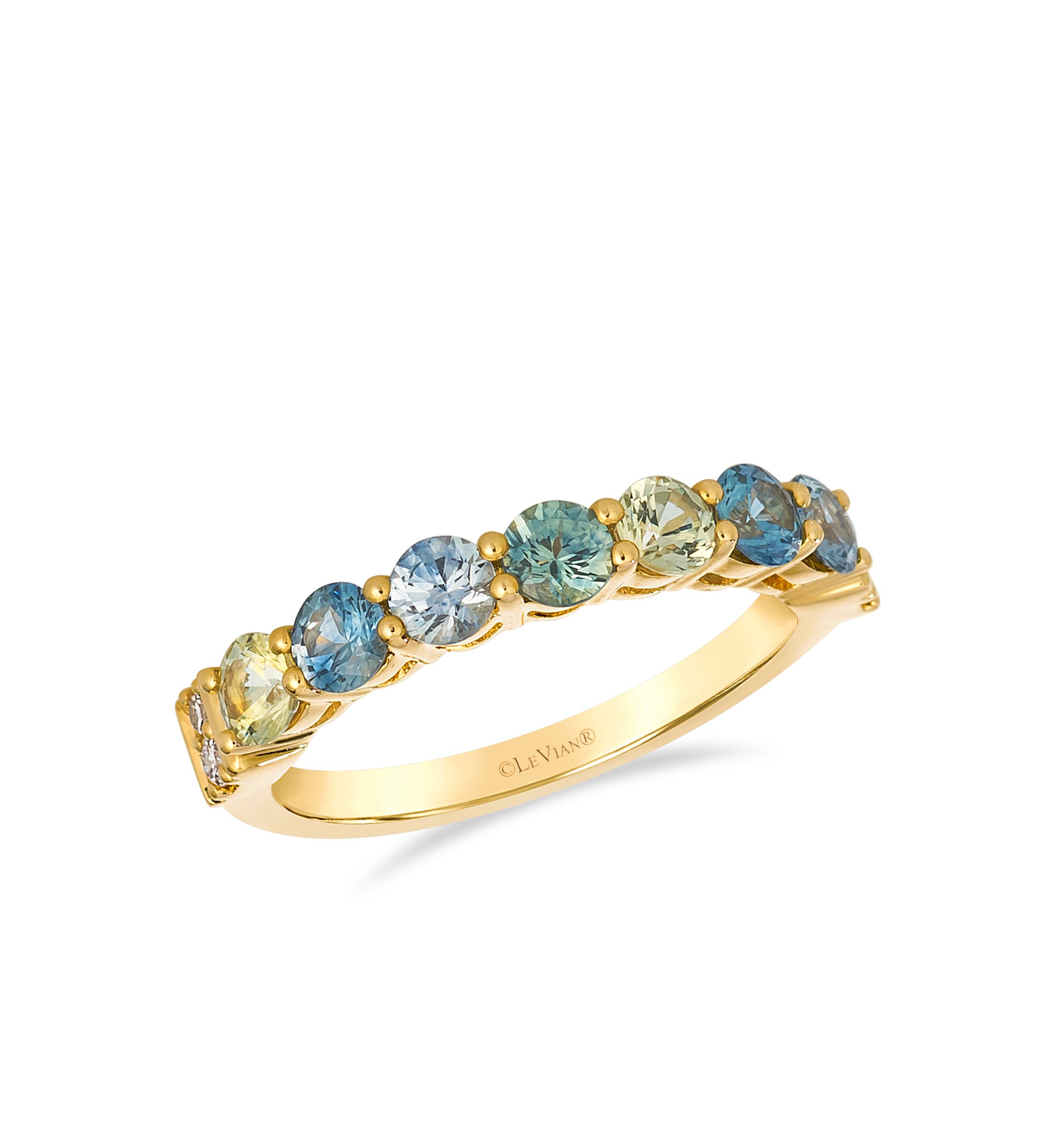 Ring featuring 1.2 ct. t.w. Montana Sapphire Ombré™, 1/15 ct. t.w. Nude Diamonds™ set in 14K Honey Gold™