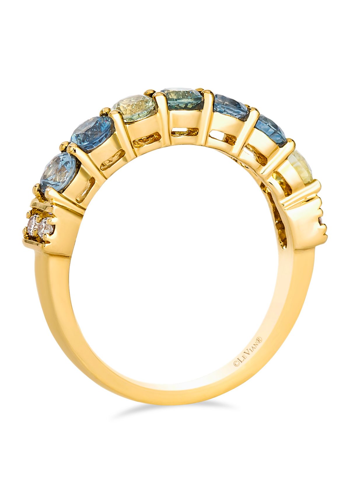Ring featuring 1.2 ct. t.w. Montana Sapphire Ombré™, 1/15 ct. t.w. Nude Diamonds™ set in 14K Honey Gold™