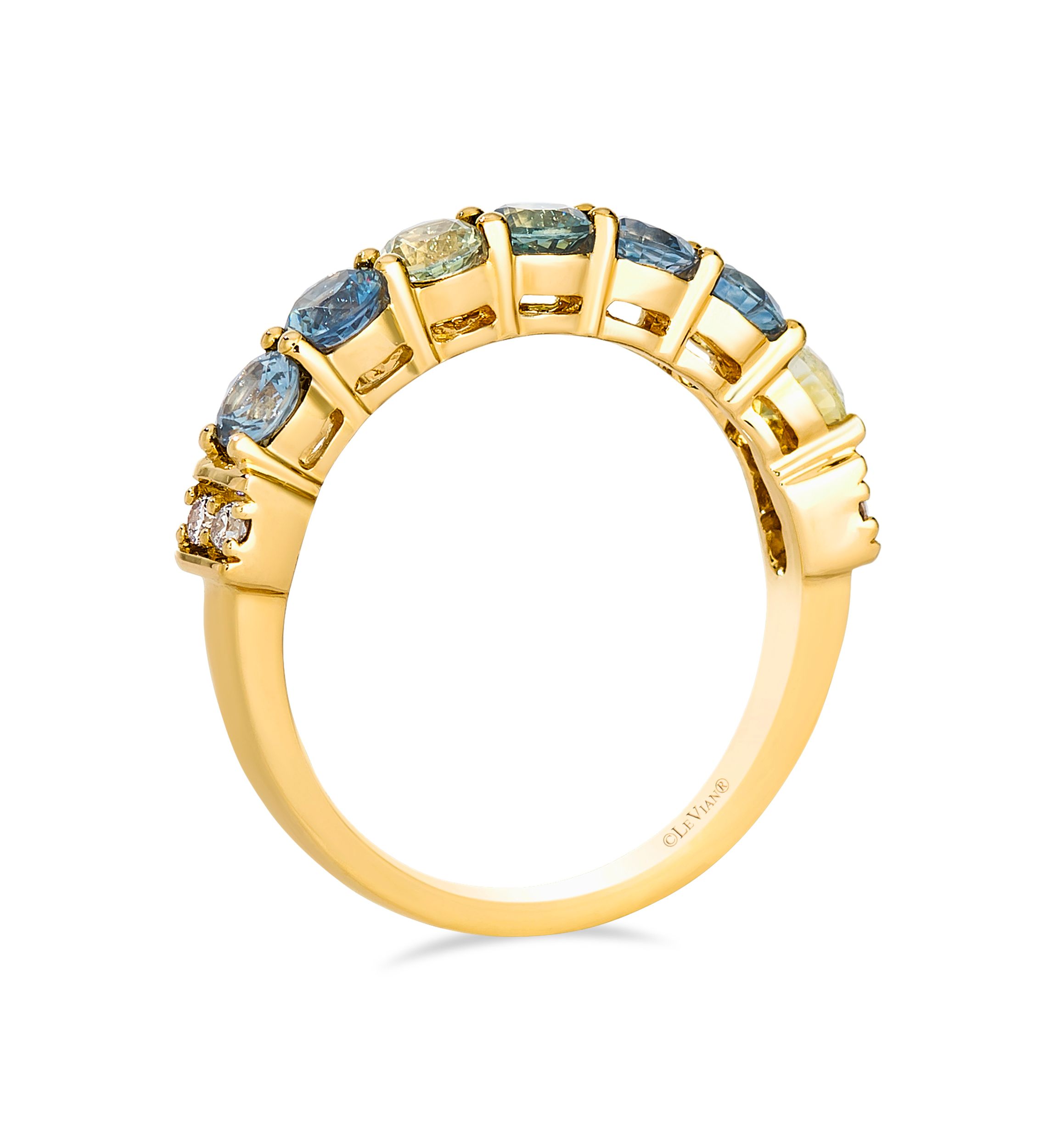Ring featuring 1.2 ct. t.w. Montana Sapphire Ombré™, 1/15 ct. t.w. Nude Diamonds™ set in 14K Honey Gold™