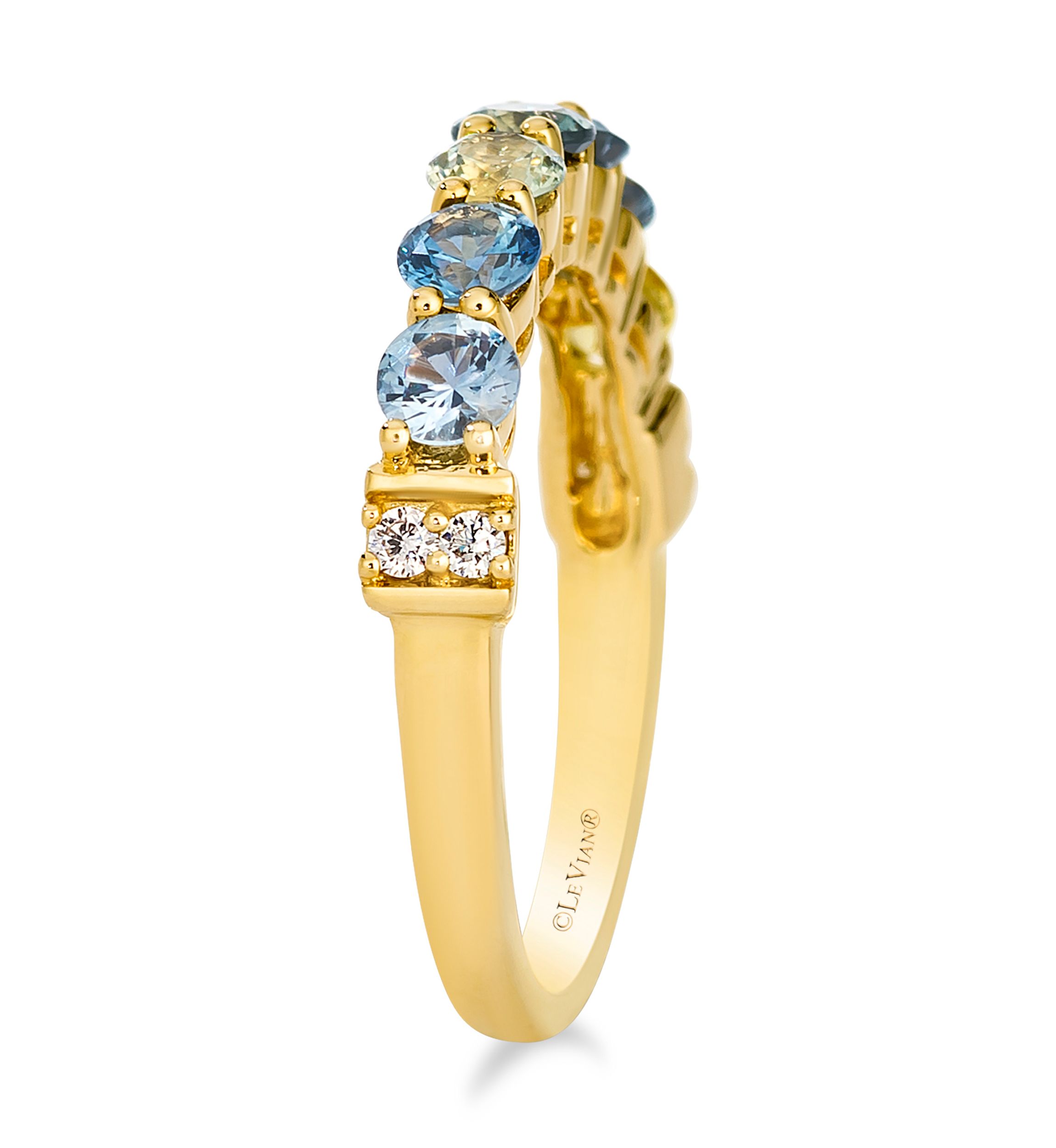 Ring featuring 1.2 ct. t.w. Montana Sapphire Ombré™, 1/15 ct. t.w. Nude Diamonds™ set in 14K Honey Gold™