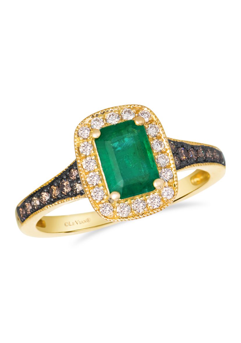 Ring featuring 3/4 ct. t.w. Costa Smeralda Emeralds™, 1/6 ct. t.w. Chocolate Diamonds®, 1/6 ct. t.w. Nude Diamonds™ set in 14K Honey Gold™