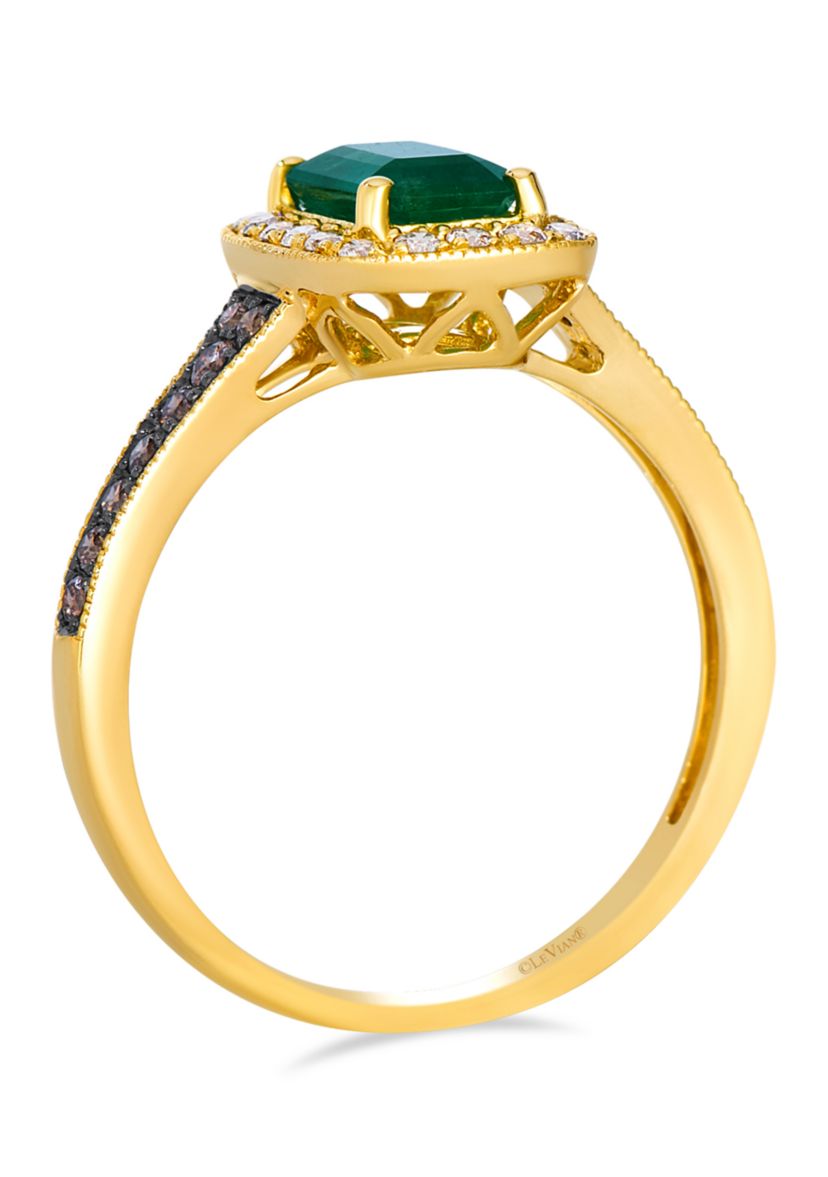 Ring featuring 3/4 ct. t.w. Costa Smeralda Emeralds™, 1/6 ct. t.w. Chocolate Diamonds®, 1/6 ct. t.w. Nude Diamonds™ set in 14K Honey Gold™