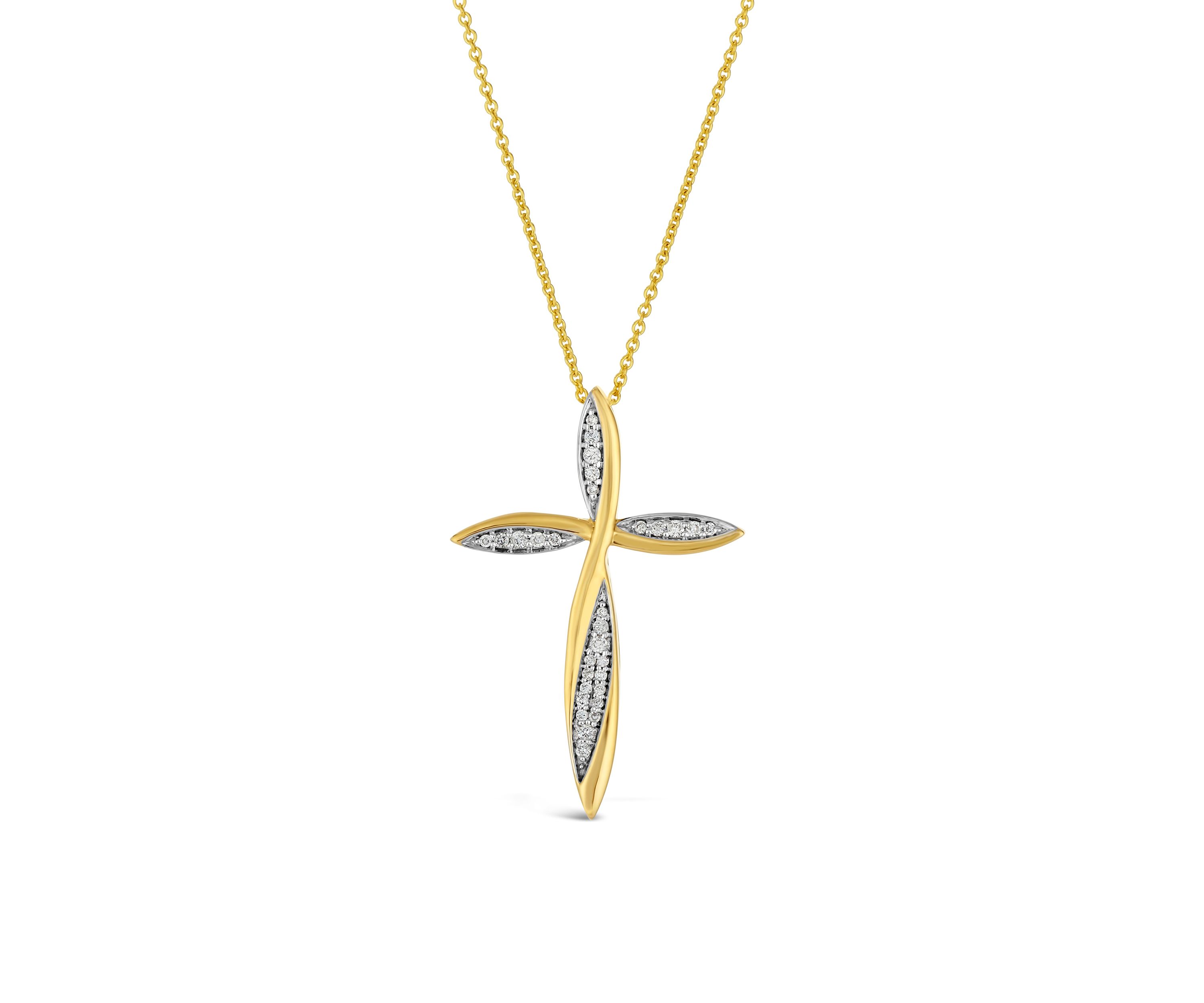 1/8 ct. t.w. Vanilla Diamonds® Cross Pendant Necklace in 14K Honey Gold™