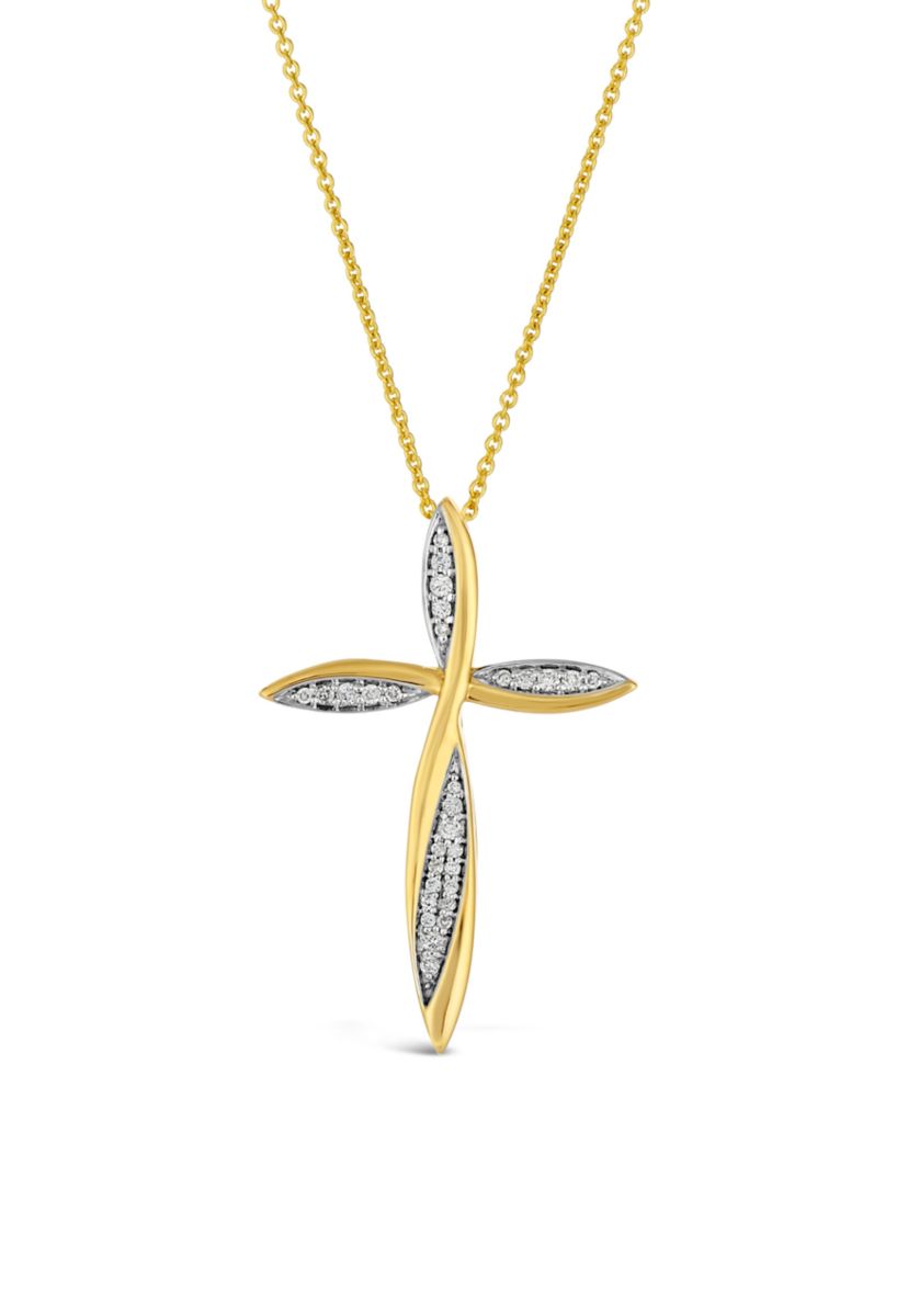1/8 ct. t.w. Vanilla Diamonds® Cross Pendant Necklace in 14K Honey Gold™