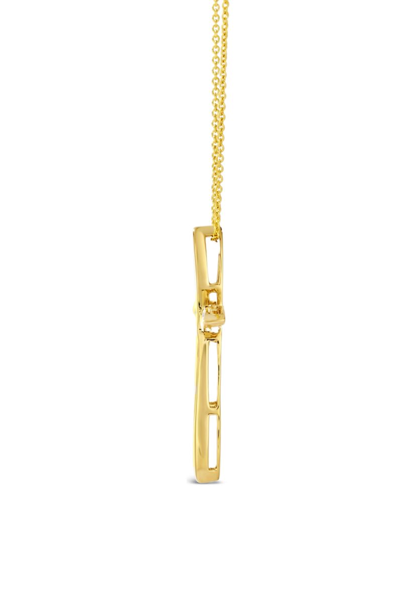 1/8 ct. t.w. Vanilla Diamonds® Cross Pendant Necklace in 14K Honey Gold™