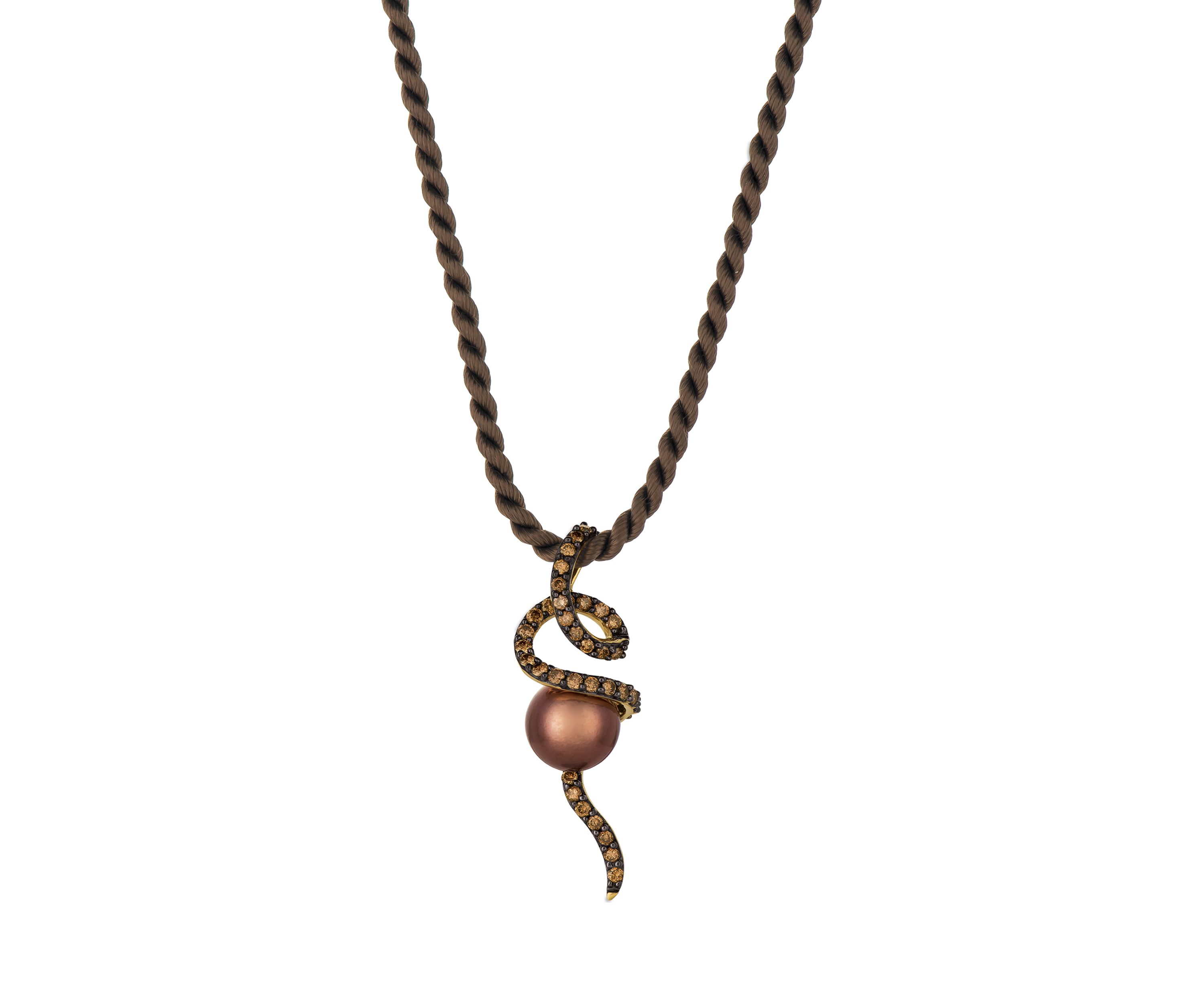 Pendant featuring Chocolate Pearls®, 3/4 ct. t.w. Chocolate Diamonds® set in 14K Honey Gold™