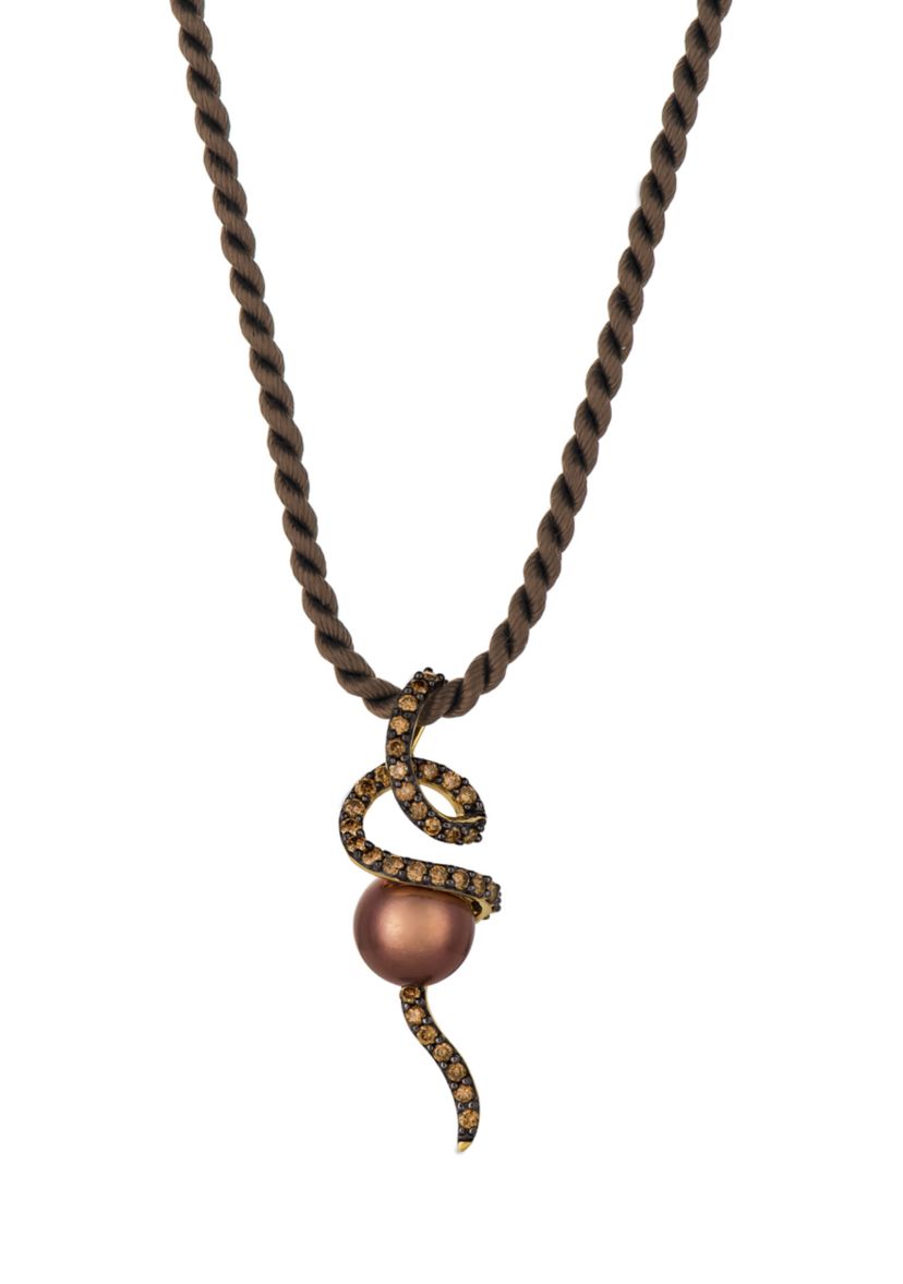 Pendant featuring Chocolate Pearls®, 3/4 ct. t.w. Chocolate Diamonds® set in 14K Honey Gold™