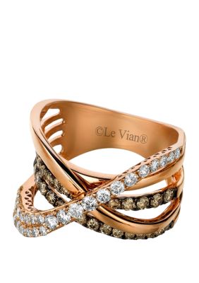 5/8 ct. t.w. Chocolate Diamonds® and 1/2 ct. t.w. Vanilla Diamonds® Ring in 14k Strawberry Gold®