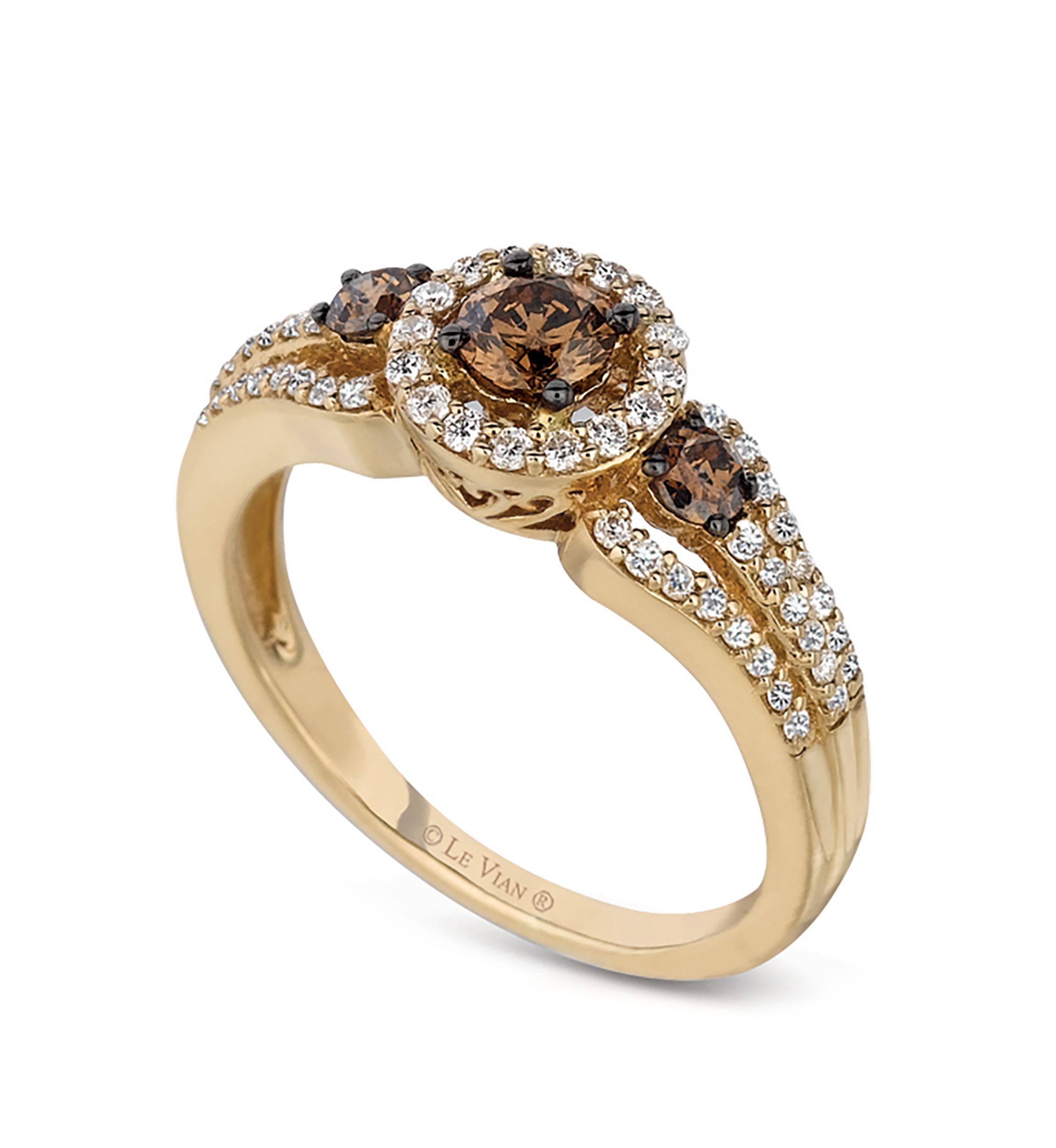 1/2 ct. t.w. Chocolate Diamonds® and 1/3 ct. t.w. Vanilla Diamonds® Ring in 14k Honey Gold™