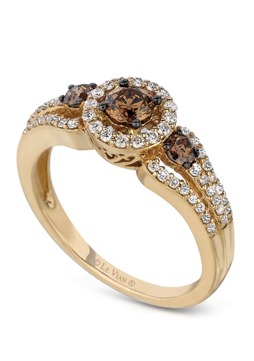 1/2 ct. t.w. Chocolate Diamonds® and 1/3 ct. t.w. Vanilla Diamonds® Ring in 14k Honey Gold™