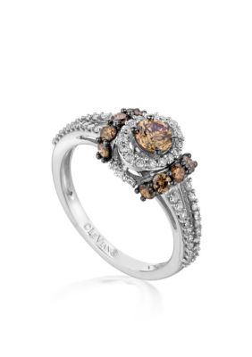 Vanilla Diamonds® and Chocolate Diamonds® Ring in 14K Vanilla Gold®