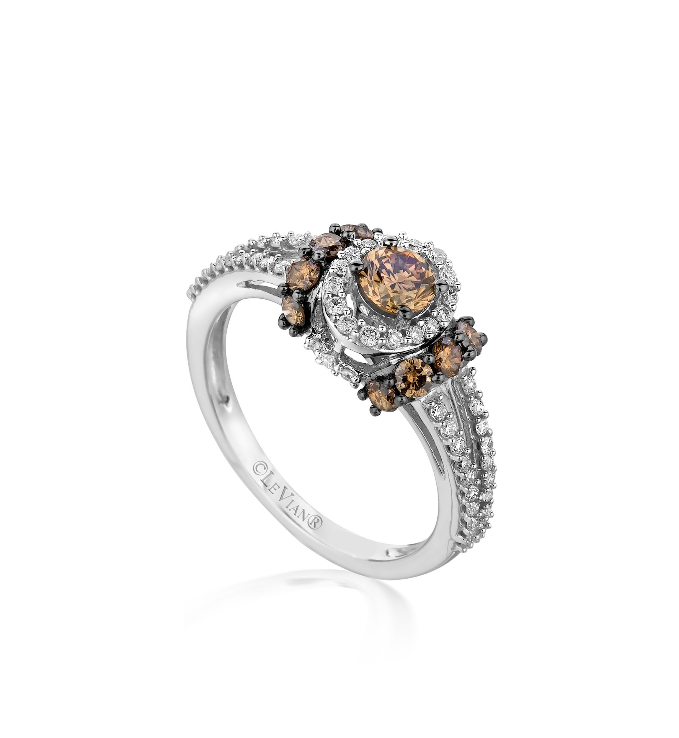 Vanilla Diamonds® and Chocolate Diamonds® Ring in 14K Vanilla Gold®