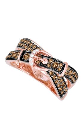 Le Vian 5/8 Ct. T.w. Chocolate Diamond And 1/10 Ct. T.w. Vanilla Diamond Buckle Ring In 14K Rose Gold