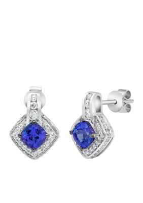 14K White Gold Tanzanite Drop Earrings