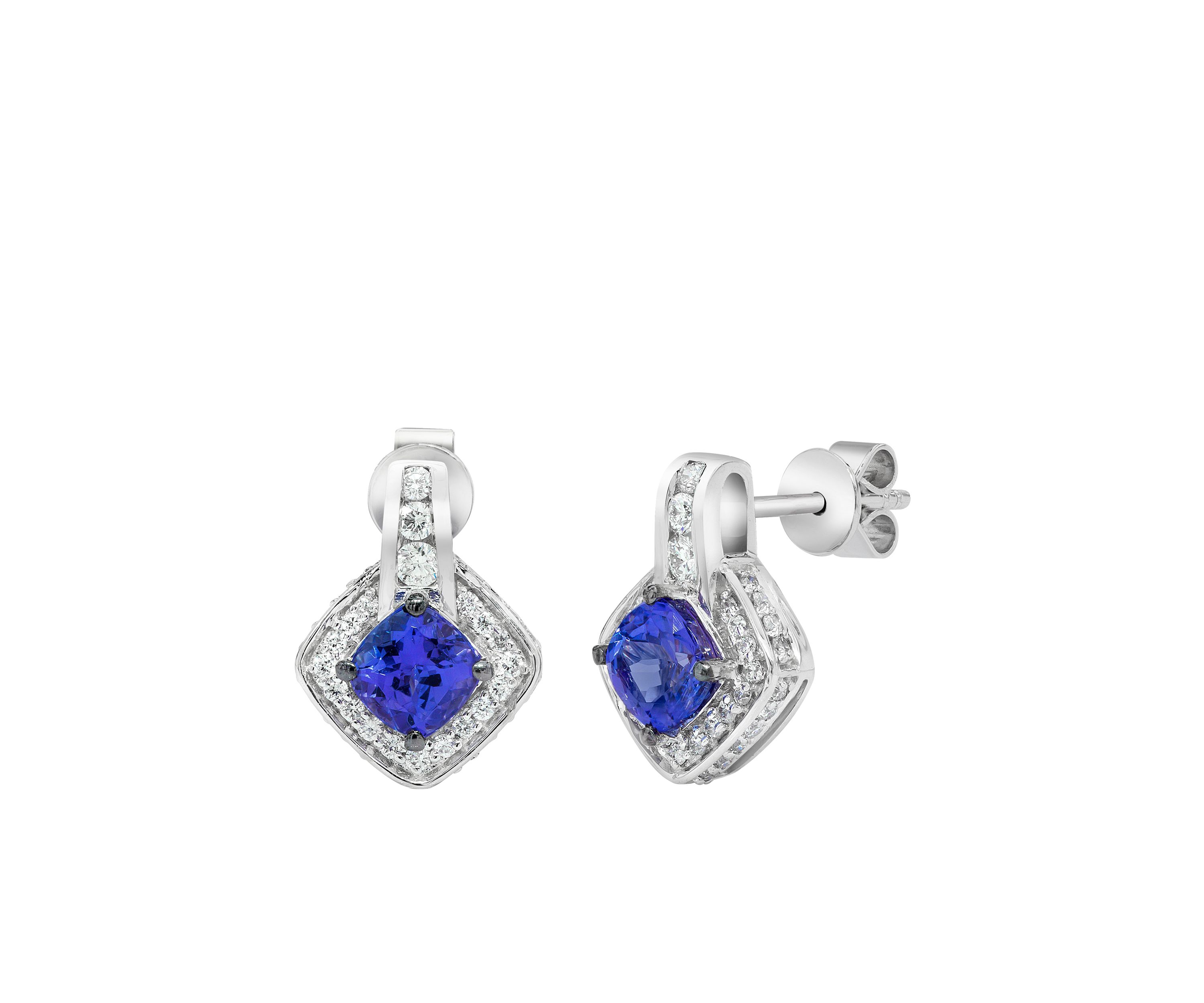 14K White Gold Tanzanite Drop Earrings