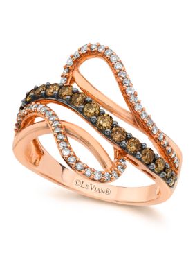Le Vian 3/8 Ct. T.w. Chocolate Diamonds, 1/4 Ct. T.w. Vanilla Diamonds ChocolatierÂ® Ring Set In 14K Strawberry Gold