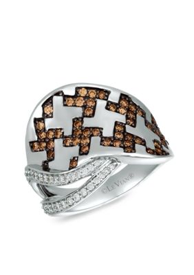 Chocolatier Vanilla Diamonds and Chocolate Diamonds Ring in 14K Vanilla Gold