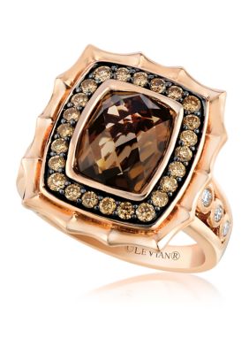 Le Vian 5/8 Ct. T.w. Diamond And 2.6 Ct. T.w. Smoky Quartz Ring In 14K Strawberry Gold