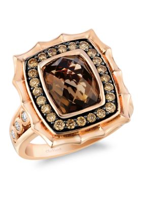 5/8 ct. t.w. Diamond and 2.6 ct. t.w. Smoky Quartz Ring in 14K Strawberry Gold®