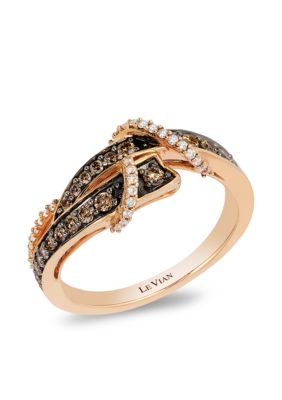 14k Rose Gold Chocolate and Vanilla Diamond Ring