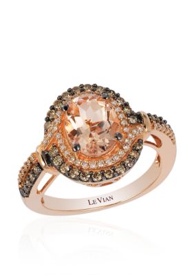 14K Strawberry Gold Morganite And Diamond Ring