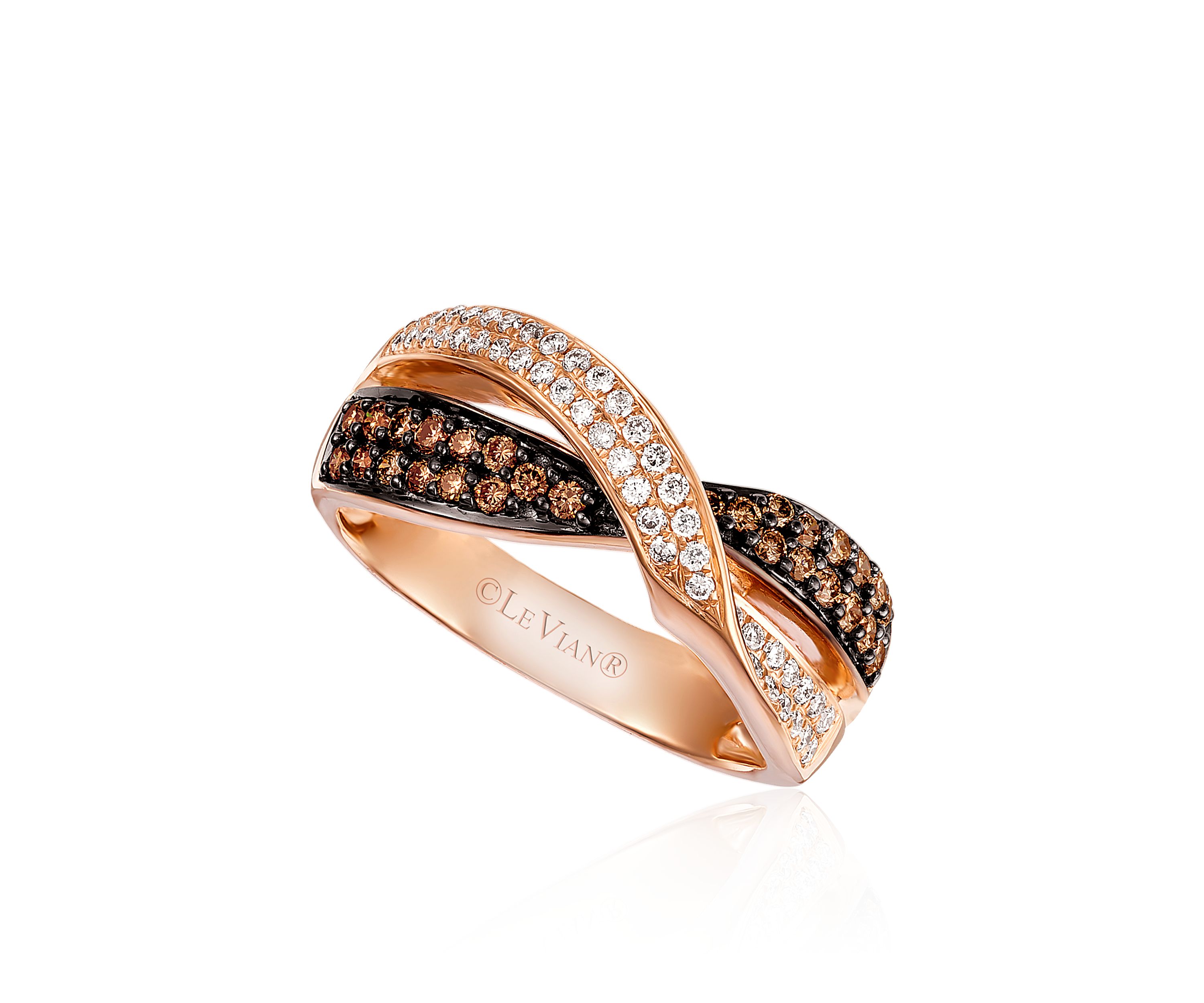 0.21 ct. t.w. Vanilla Diamonds® and 0.33 ct. t.w. Chocolate Diamonds® Chocolatier Ring in 14k Strawberry Gold®