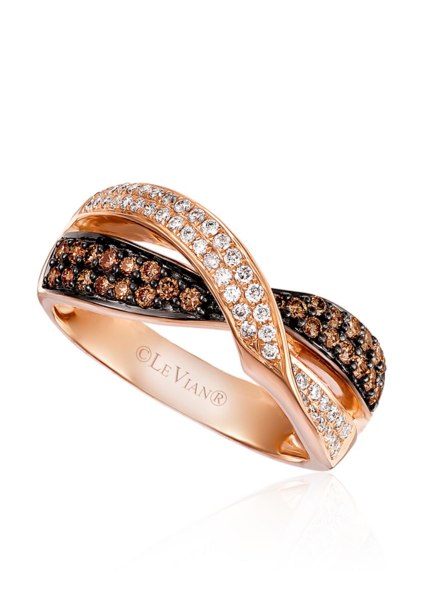 0.21 ct. t.w. Vanilla Diamonds® and 0.33 ct. t.w. Chocolate Diamonds® Chocolatier Ring in 14k Strawberry Gold®