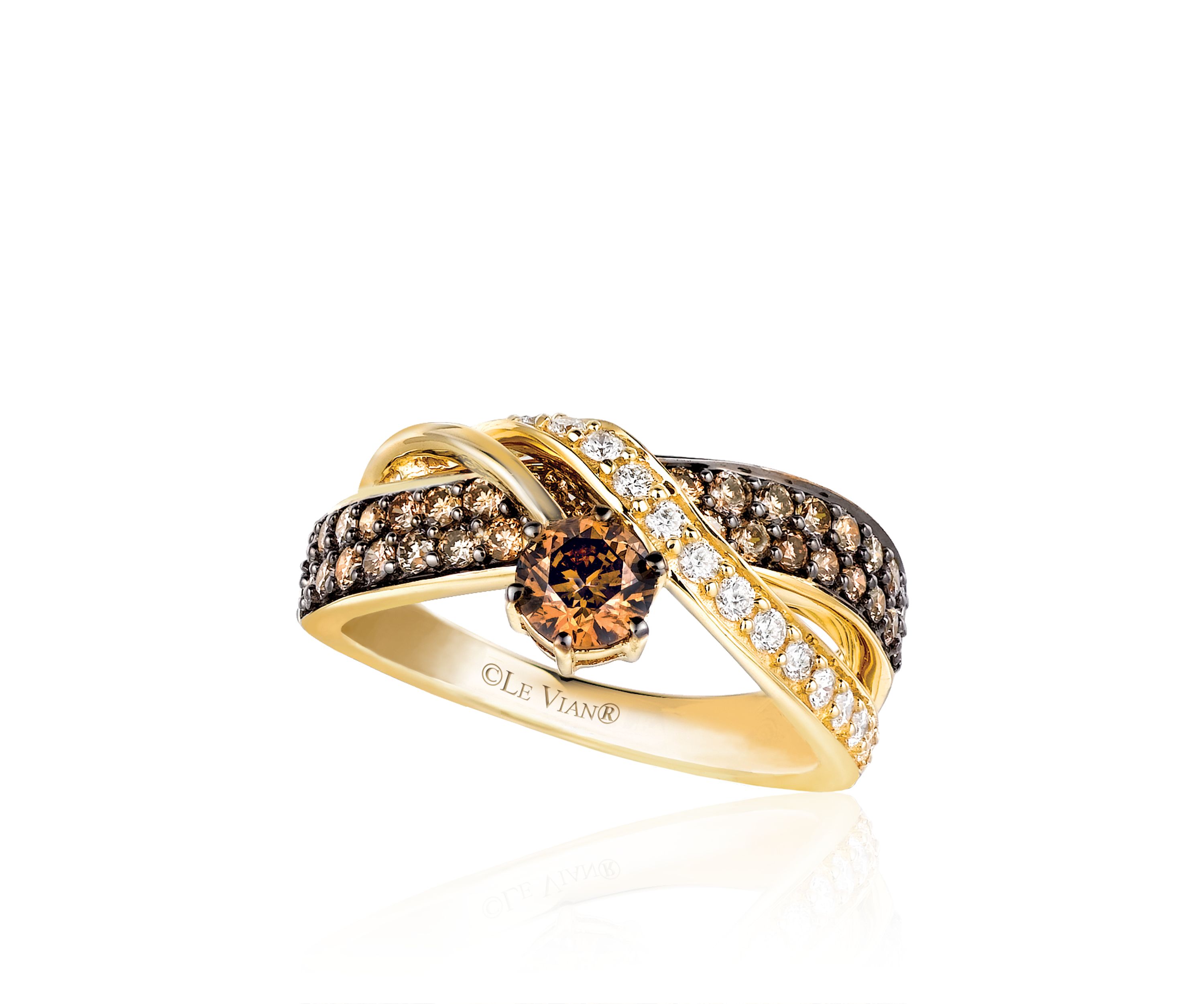 Chocolatier® Chocolate Diamonds® and Vanilla Diamonds® Ring in 14k Honey Gold™